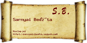 Sarnyai Beáta névjegykártya