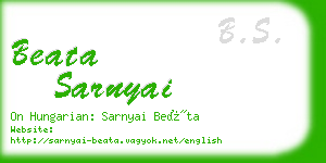 beata sarnyai business card